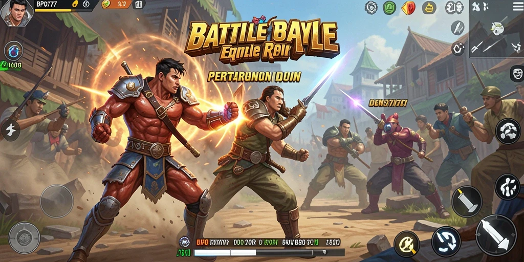Screenshot BPO777 menampilkan aksi seru dalam pertempuran Battle Royale.