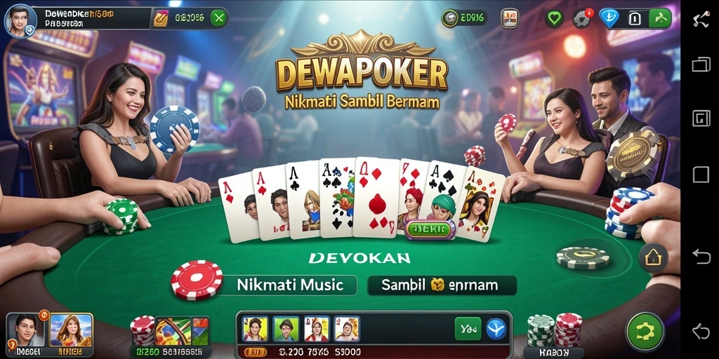 Screenshot yang menampilkan gameplay seru DEWAPOKER.