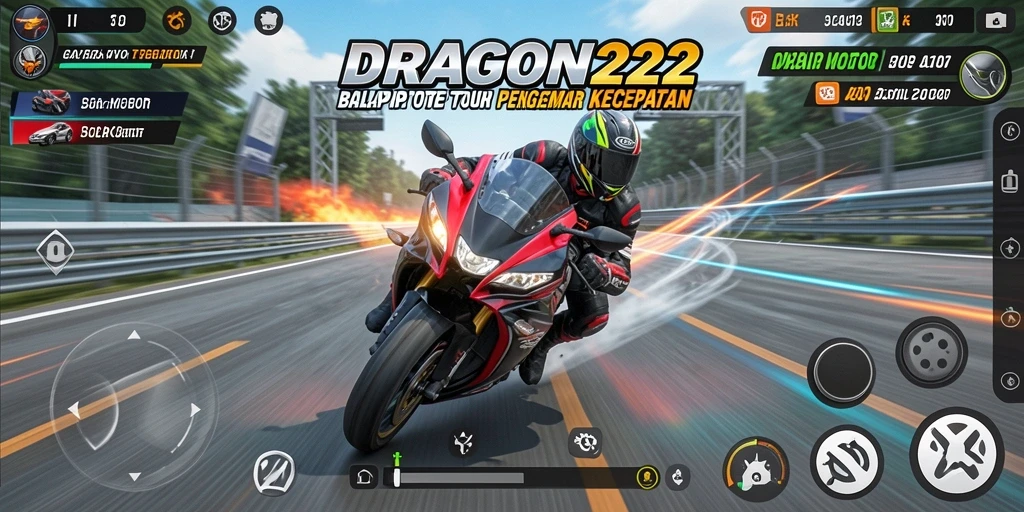 Screenshot gameplay DRAGON222 menampilkan aksi balap motor yang mendebarkan.