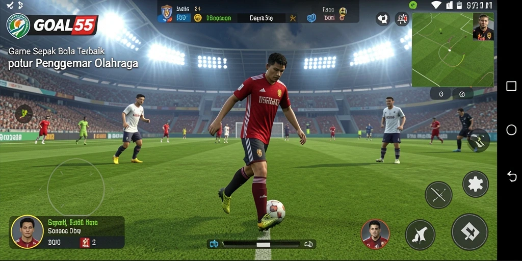 Gameplay GOAL55 yang intens dengan aksi sepak bola yang mendebarkan.