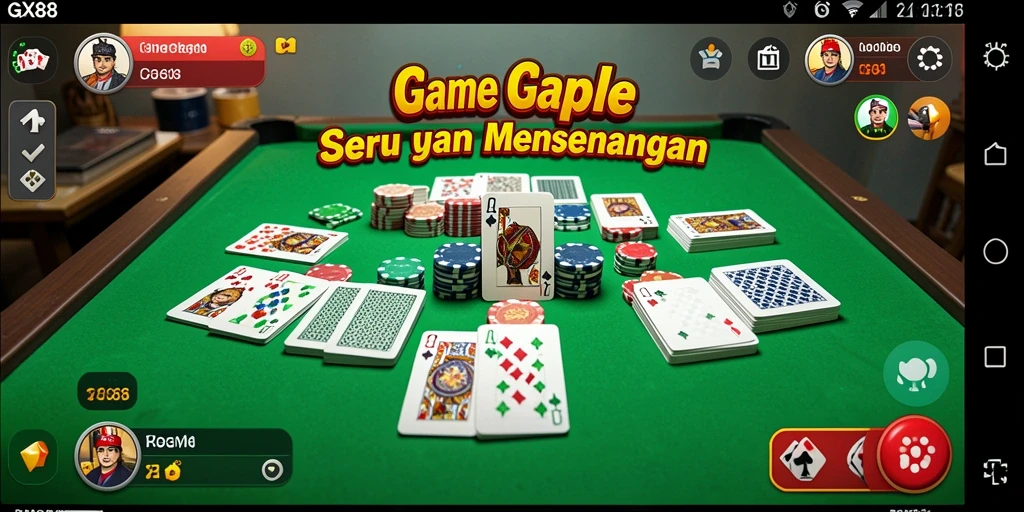 Screenshot utama GX88 menampilkan gameplay seru Gaple.