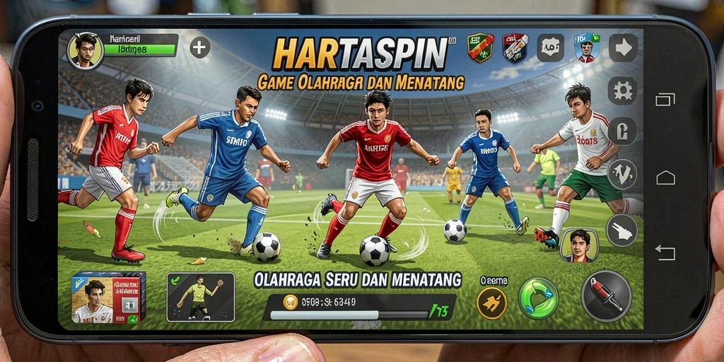 Screenshot HARTASPIN yang menampilkan aksi olahraga seru dan grafik yang mengagumkan.
