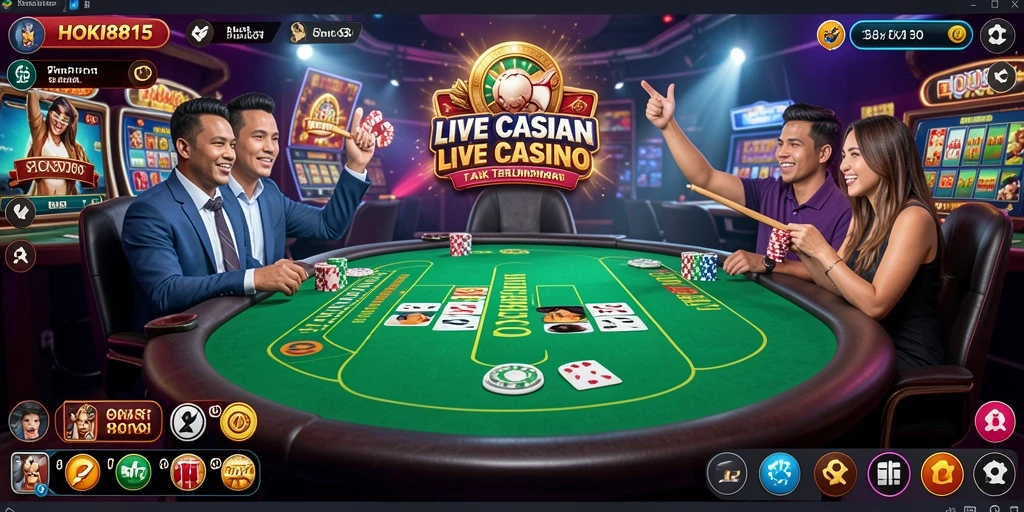 Tampilan gameplay menarik dan interaksi dealer langsung di HOKI8815.