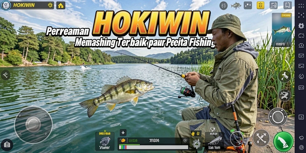 Screenshot gameplay HOKIWIN dengan aksi memancing yang seru.