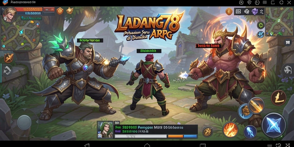 Tangkapan layar utama LADANG78 menampilkan aksi pertempuran seru di dunia ARPG.