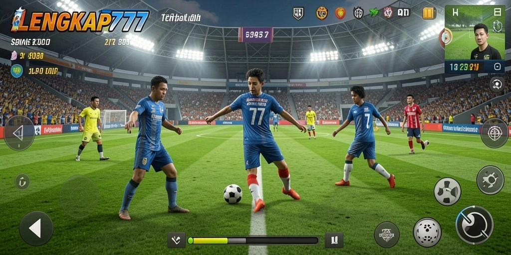 Tampilan gameplay LENGKAP777 dengan grafis sepak bola yang menakjubkan.