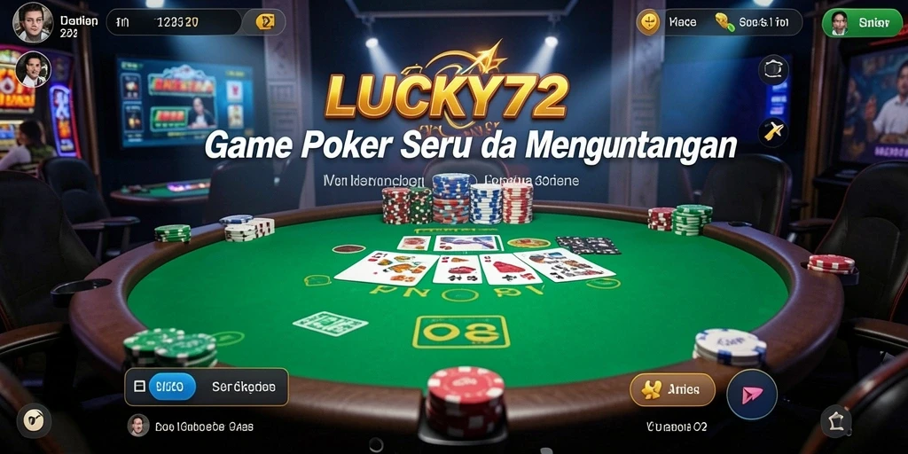 Screenshot gameplay Poker seru di LUCKY72 dengan pemain aktif.