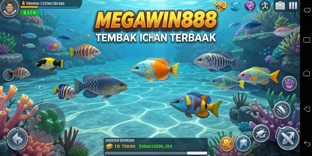 Menampilkan gameplay seru dalam MEGAWIN888 saat menembak ikan.