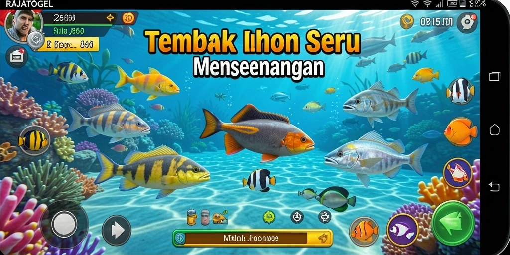 Tampilan gameplay <strong>RAJATOGEL</strong> yang menarik dengan berbagai jenis ikan.