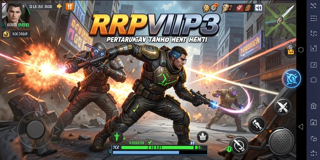 Screenshot gameplay RPVIP3 menampilkan aksi pertarungan yang intens.