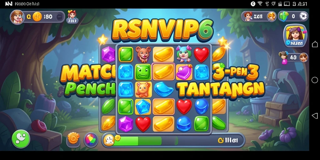 Screenshot RSNVIP6 menampilkan gameplay seru dan penuh warna dari Match-3.