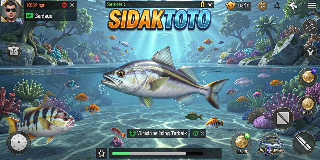 Tampilan seru gameplay SIDAKTOTO dengan berbagai jenis ikan.