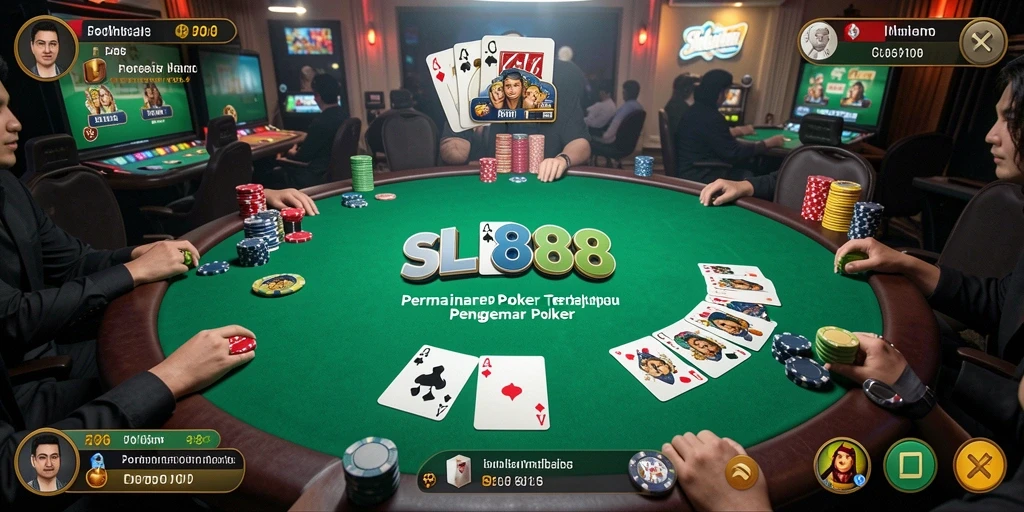 Tangkapan layar SL888 menampilkan momen mendebarkan saat bermain Poker.