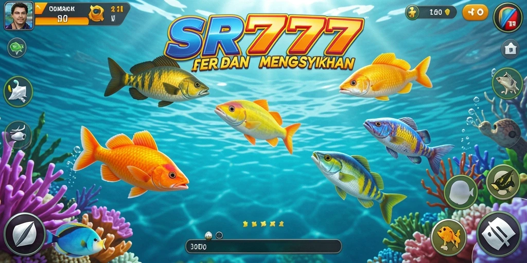 Screenshot gameplay SR777 yang menunjukkan aksi menangkap ikan.