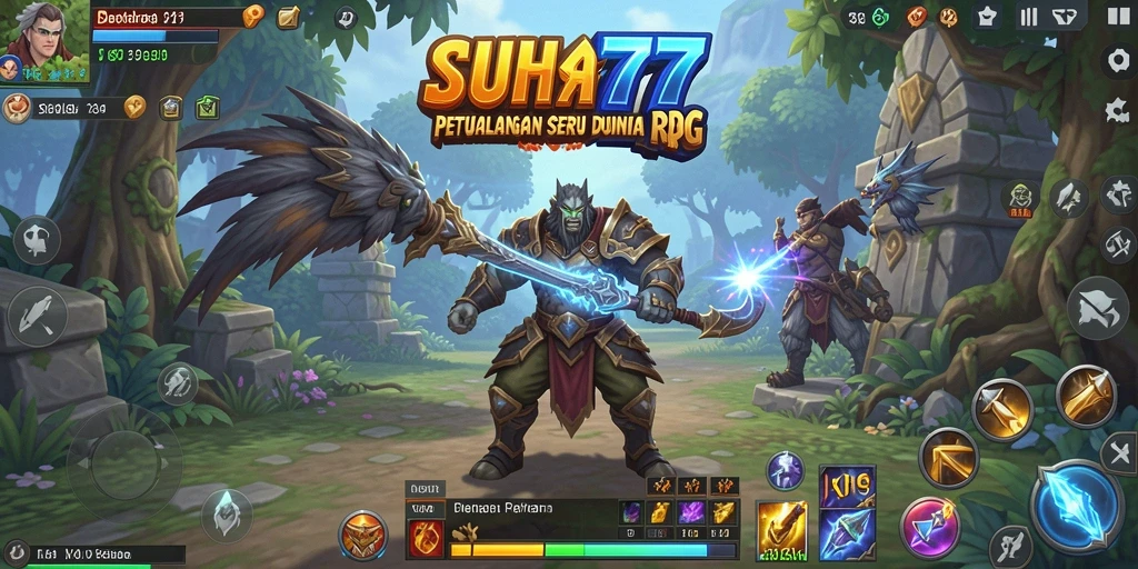 Tangkapan layar utama menampilkan pertarungan epik dalam game RPG.