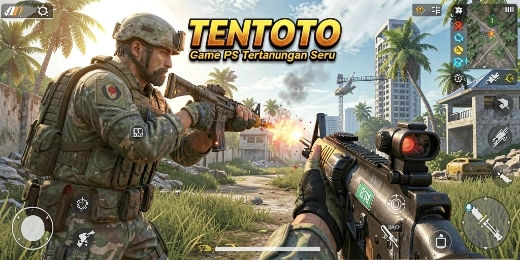 Tampilan seru gameplay TENTOTO dalam pertempuran FPS yang memukau.